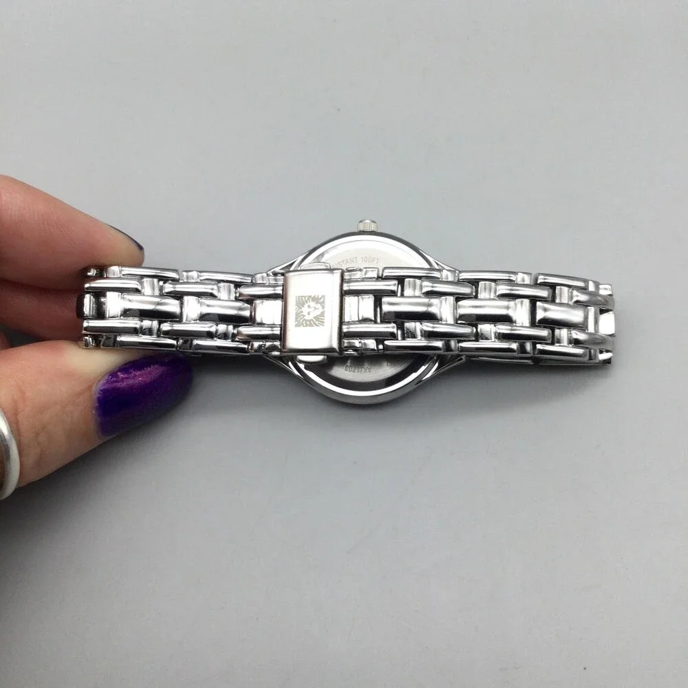 Anne Klein AK/1703 Womens Watch 30mm MOP Bracelet Crystals New Battery 6.75